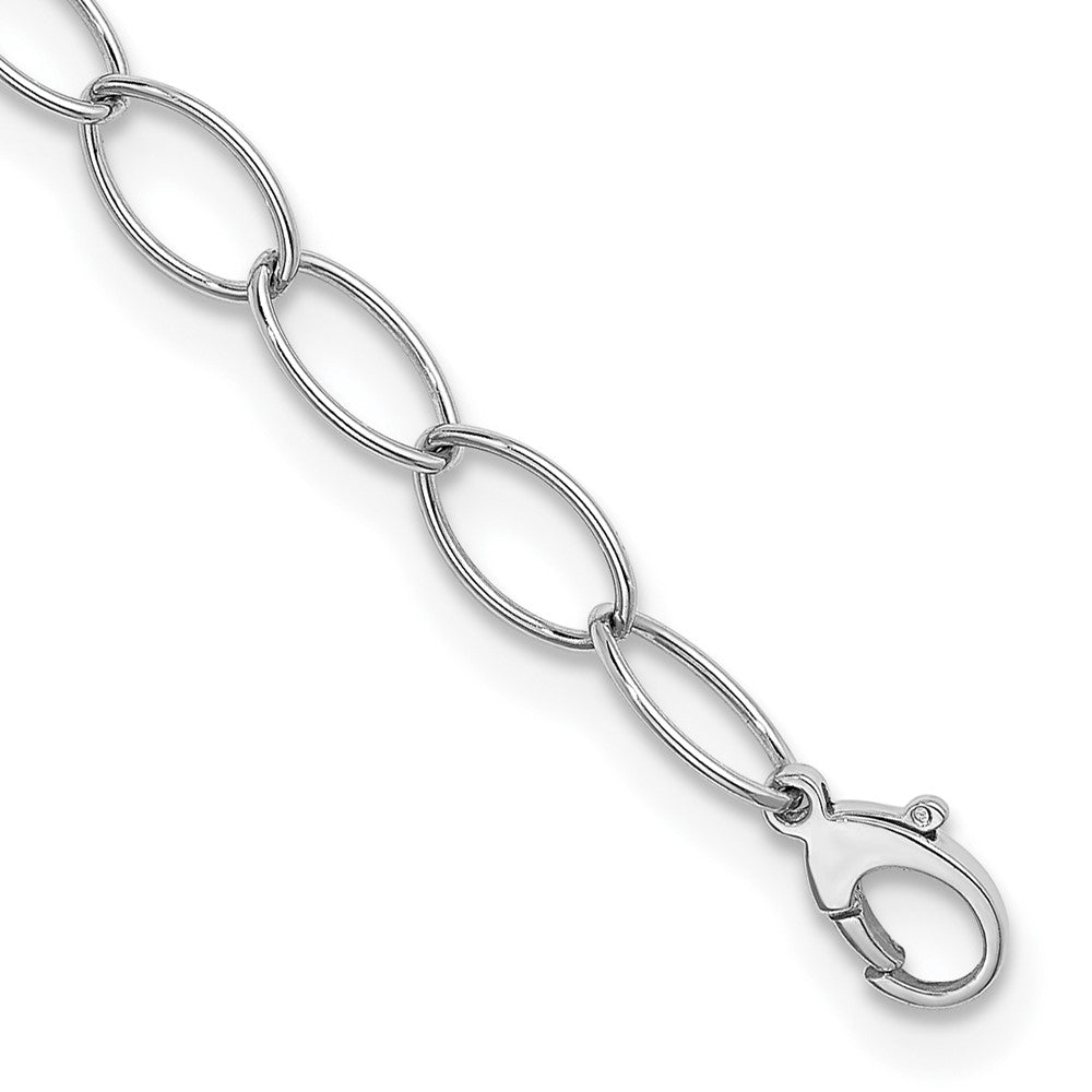 925 Sterling Silver 9.2mm Rhodium-plated Polished 9. Oval Link Chain Bracelet 8 inch