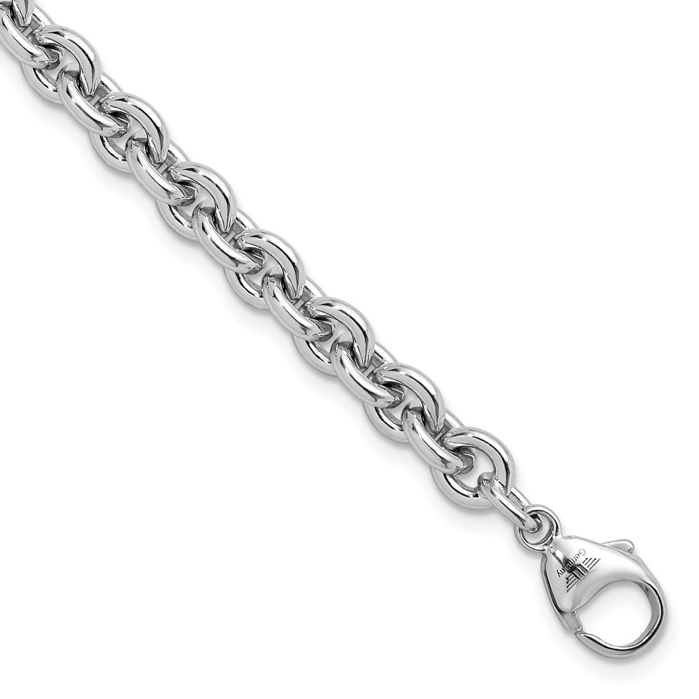 925 Sterling Silver 6.8mm Rhodium-plated Polished Rolo Chain Bracelet 8.5 inch