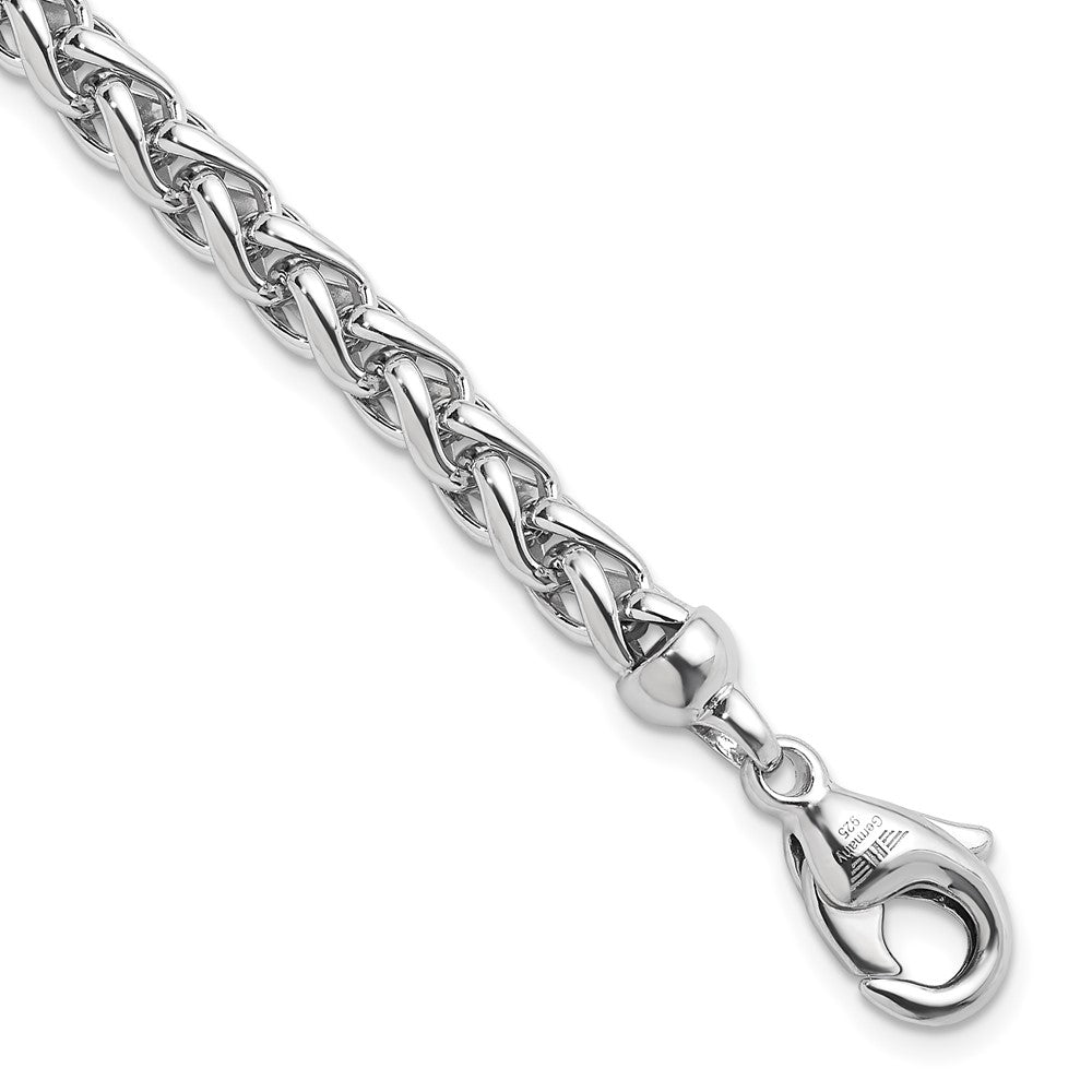 925 Sterling Silver 6mm Rhodium-plated Polished Wheat Chain Bracelet 8 inch