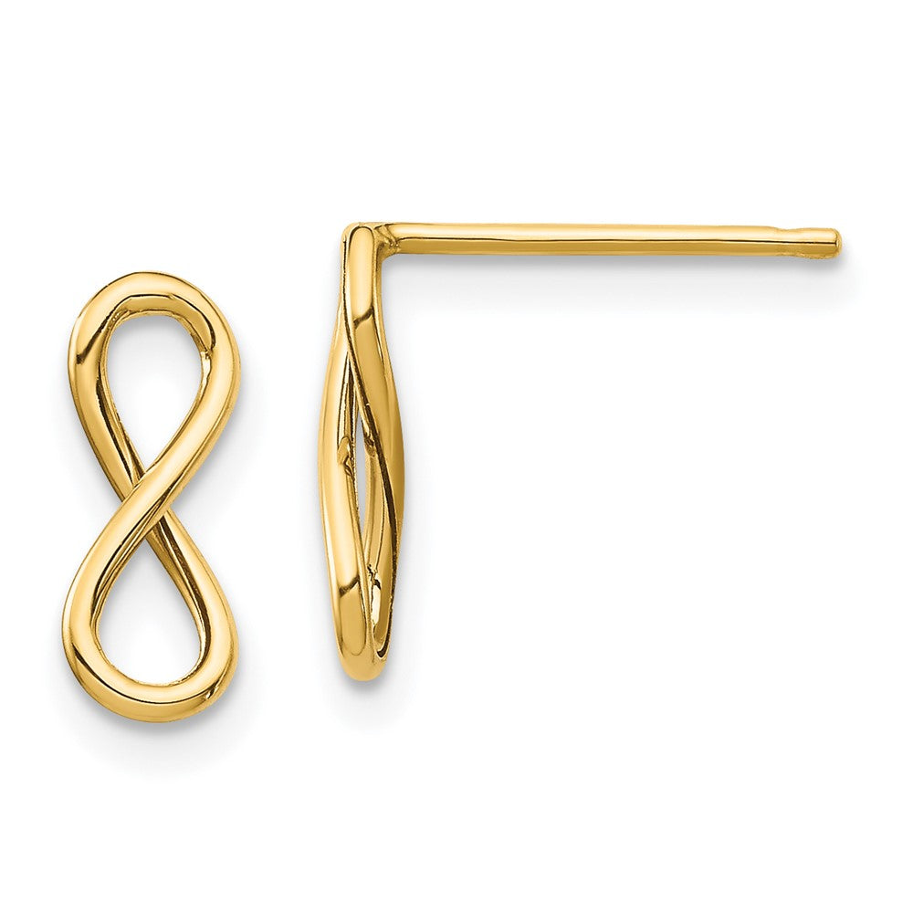 14k Yellow Gold Polished Infinity Stud Earrings