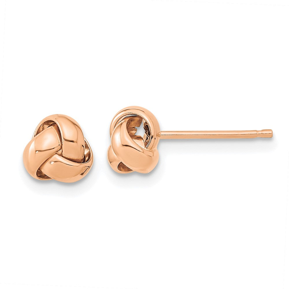 14k Rose Gold Polished Love Knot Stud Earrings