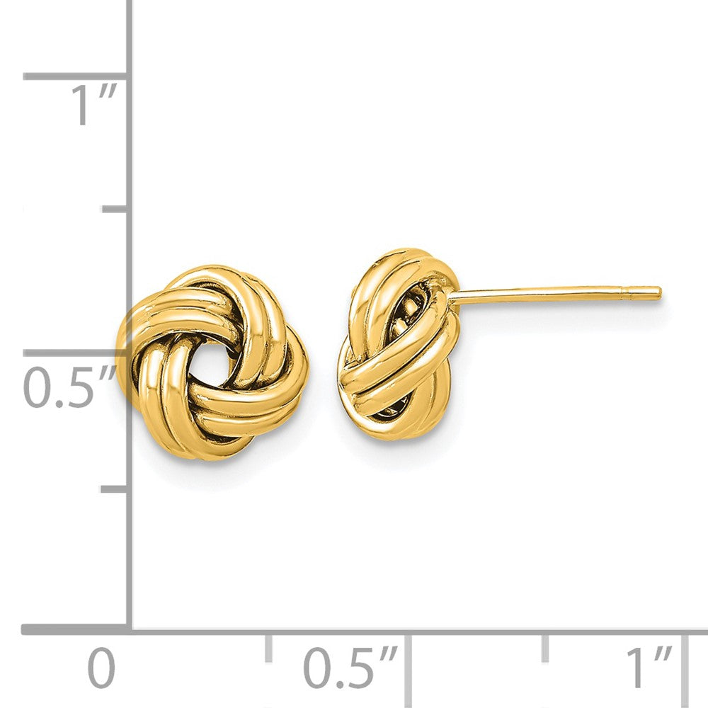 14k Yellow Gold Polished Double Love Knot Stud Earrings