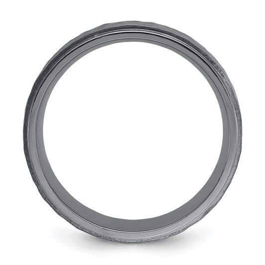 Tantalum Brushed and Polished Hammered Center 8mm Beveled Edge Band Ring