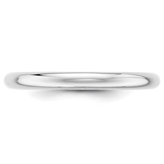 14k White Gold 2.5mm Half-Round Wedding Band Ring