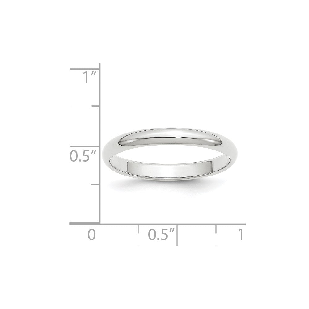 14k White Gold 2mm Half-Round Wedding Band Ring
