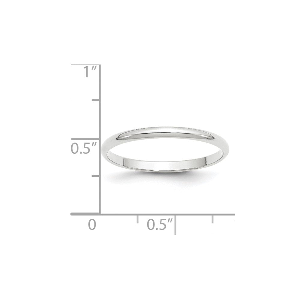 14k White Gold 2mm Lightweight Half Round Wedding Band Ring