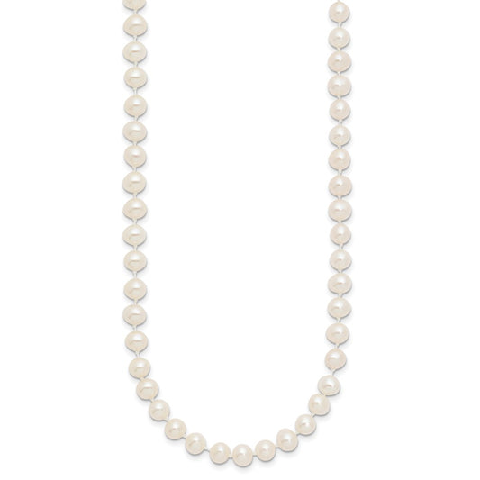 10k Yellow Gold 5-6mm White Near-Round Freshwater Cultured Pearl Necklace