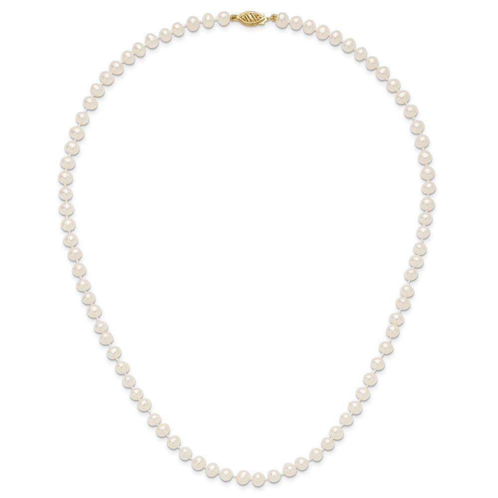 10k Yellow Gold 5-6mm White Near-Round Freshwater Cultured Pearl Necklace