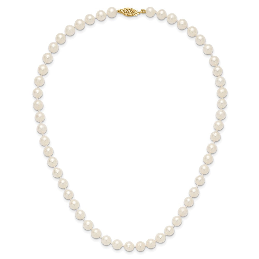10k Yellow Gold 6-7mm White Near-Round Freshwater Cultured Pearl Necklace