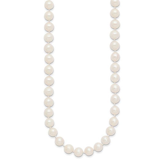 10k Yellow Gold 7-8mm White Near-Round Freshwater Cultured Pearl Necklace
