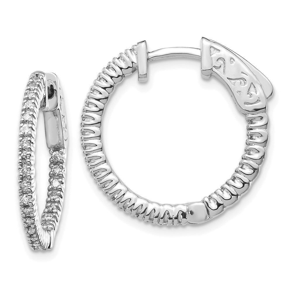 14k White Gold 3/8 carat Lab Grown Diamond Round In and Out Hoop Earrings VS/SI, G