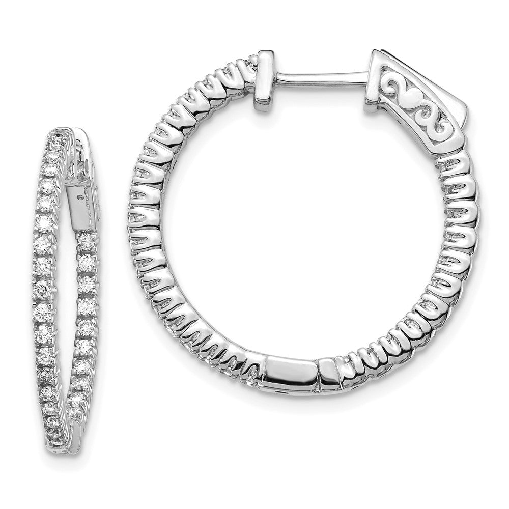 14k White Gold 5/8 carat Lab Grown Diamond Round In and Out Hoop Earrings VS/SI, G