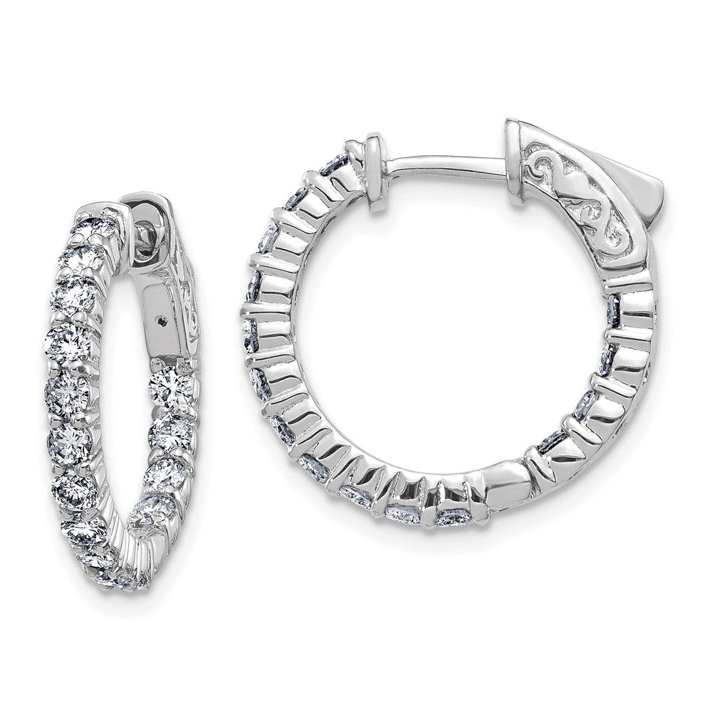 14k White Gold 1.5ct Moissanite Hoop Earrings w/ Safety Clasp