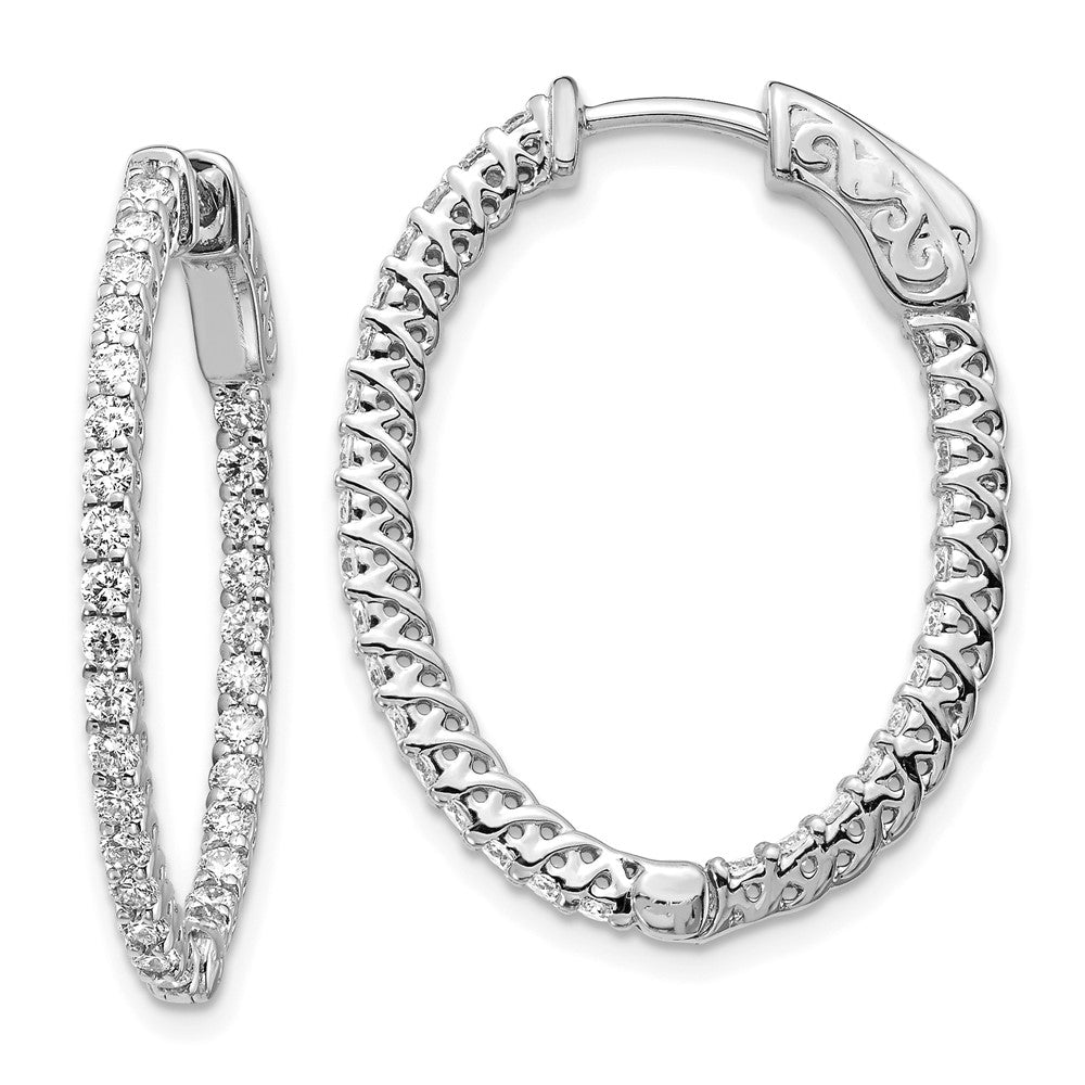 14k White Gold 1.2ct Moissanite Hoop Earrings w/ Safety Clasp
