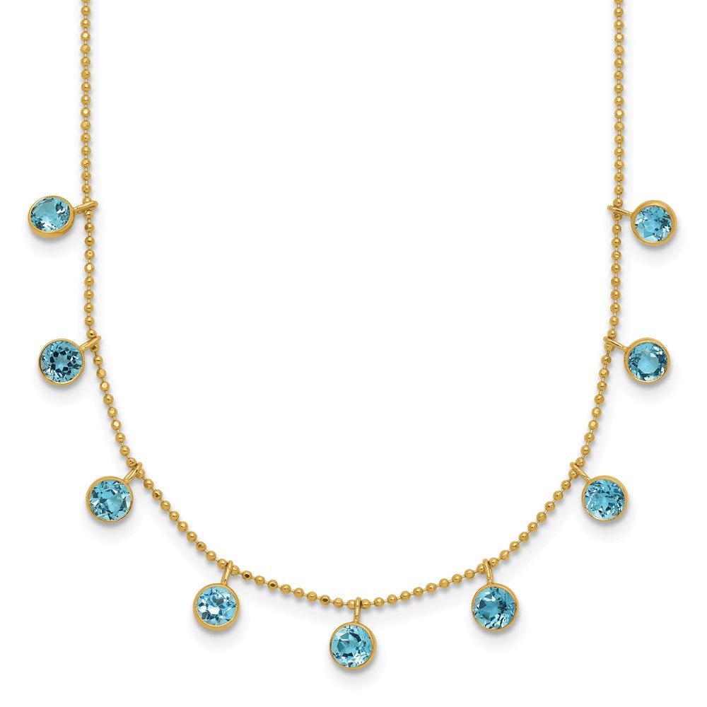 14k Yellow Gold Blue Topaz Necklace 18"