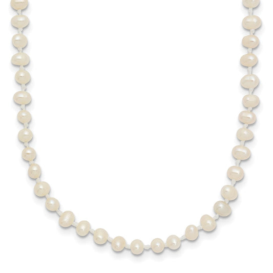 14k Yellow Gold 3-4mm White Semi-Round Freshwater Cultured Pearl Necklace 16 In