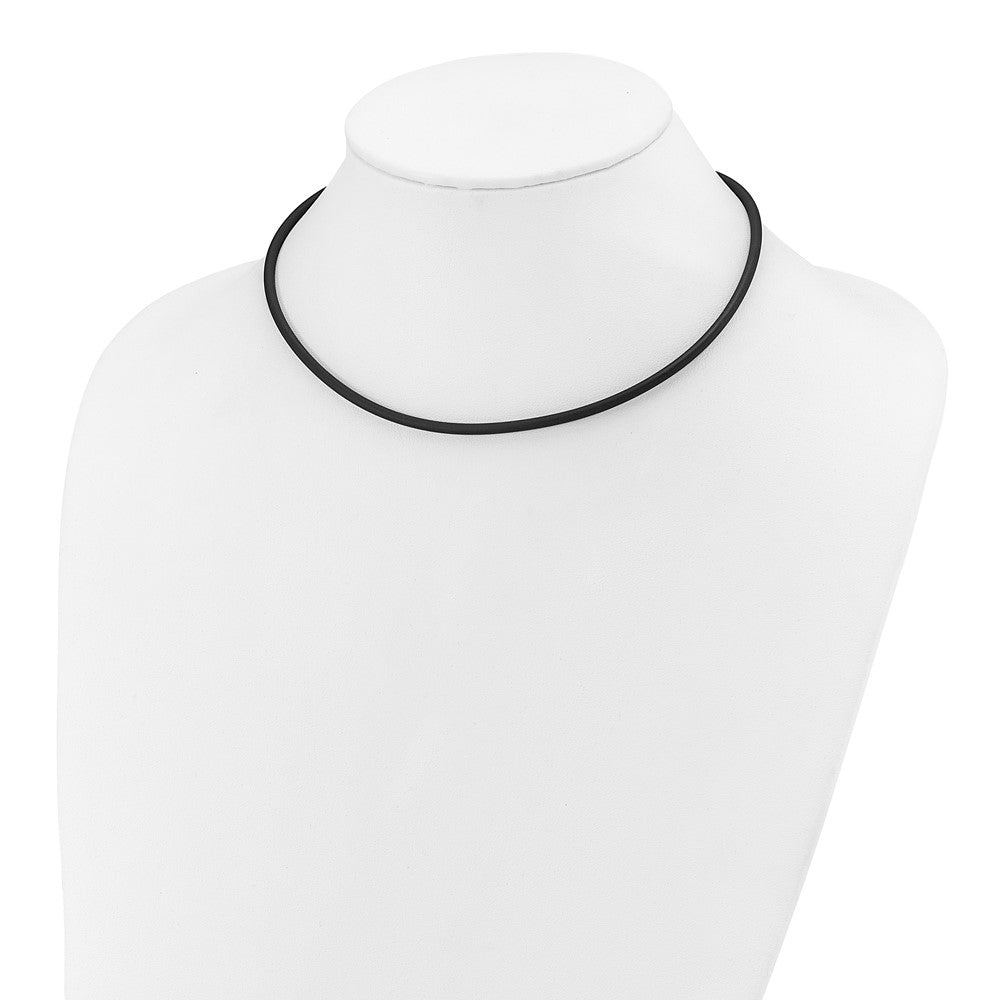 14k Yellow Gold Yellow Clasp 3mm Black Rubber Cord Necklace