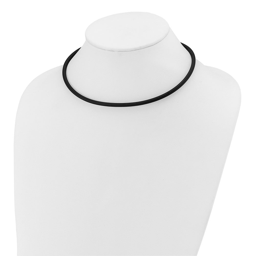 14k Yellow Gold Yellow Clasp 4mm Black Rubber Cord Necklace