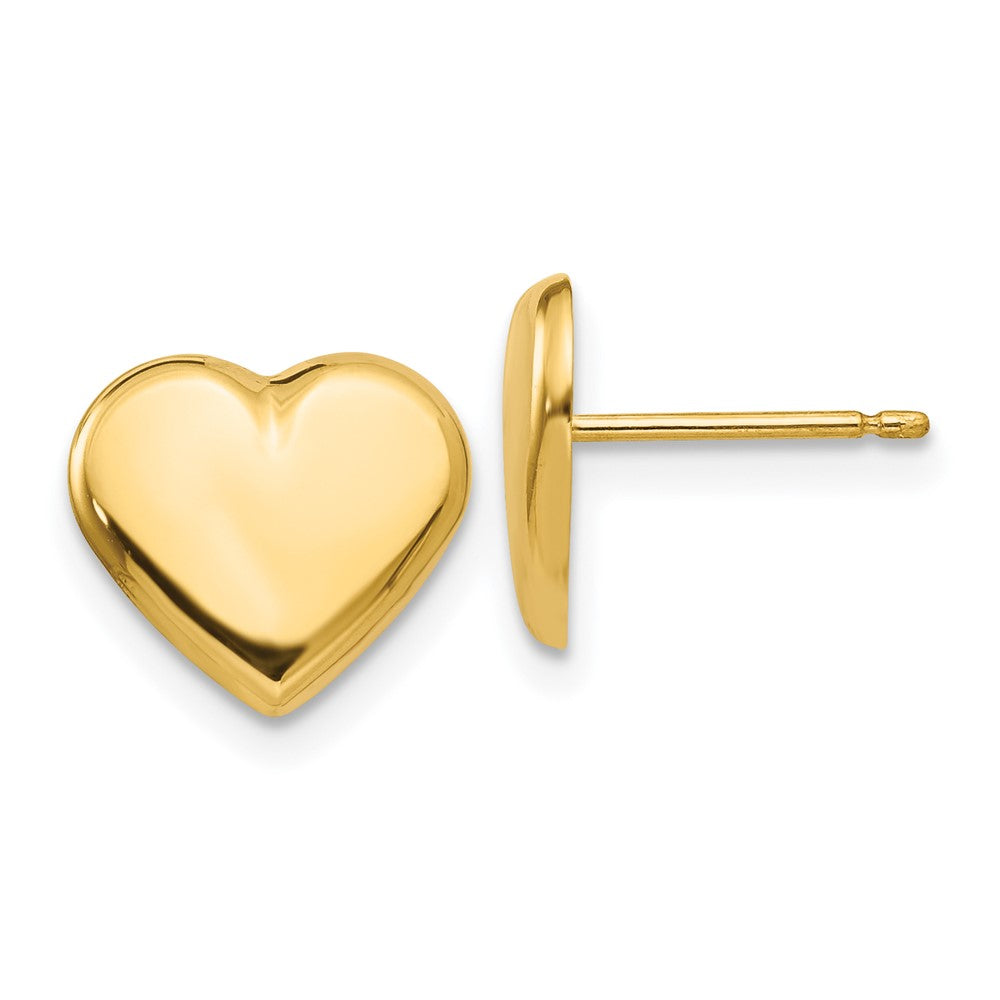 14k Yellow Gold Heart Stud Earrings