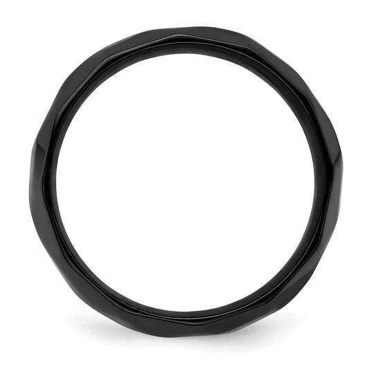 Black Zirconium Polished and Hammered 7mm Band Ring
