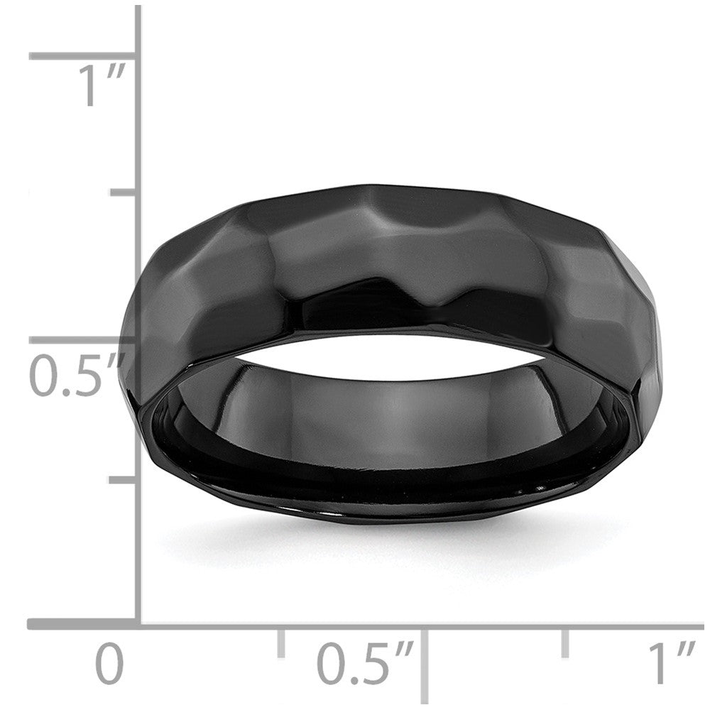 Black Zirconium Polished and Hammered 7mm Band Ring