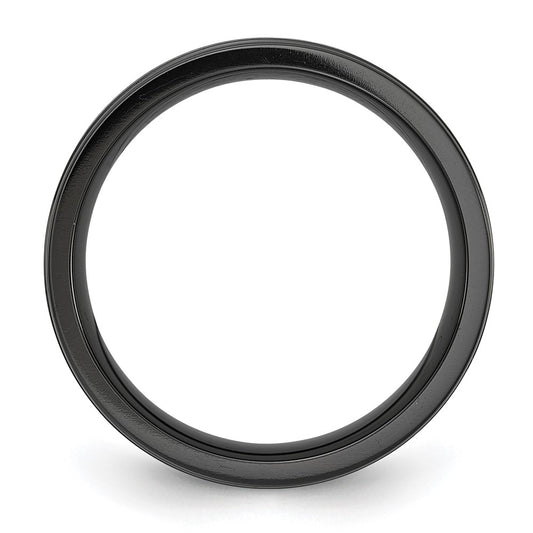 Black Zirconium Brushed Polished and Hammered with Blue IP-plated 8mm Band Ring