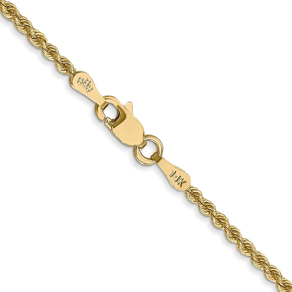 14k Yellow Gold 2mm Regular Rope Chain Necklace 16"