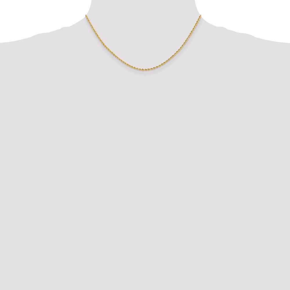 14k Yellow Gold 2mm Regular Rope Chain Necklace 16"