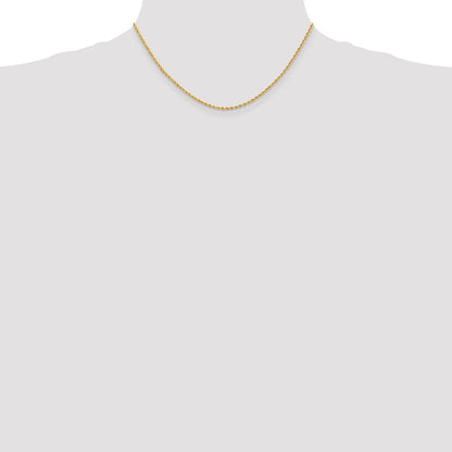 14k Yellow Gold 2mm Regular Rope Chain Necklace 16"