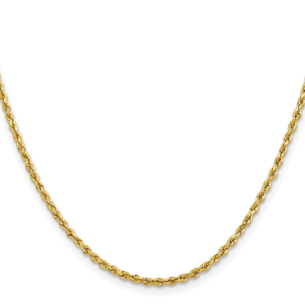 14k Yellow Gold 2mm Lightweight Diamond-Cut Rope Chain Necklace