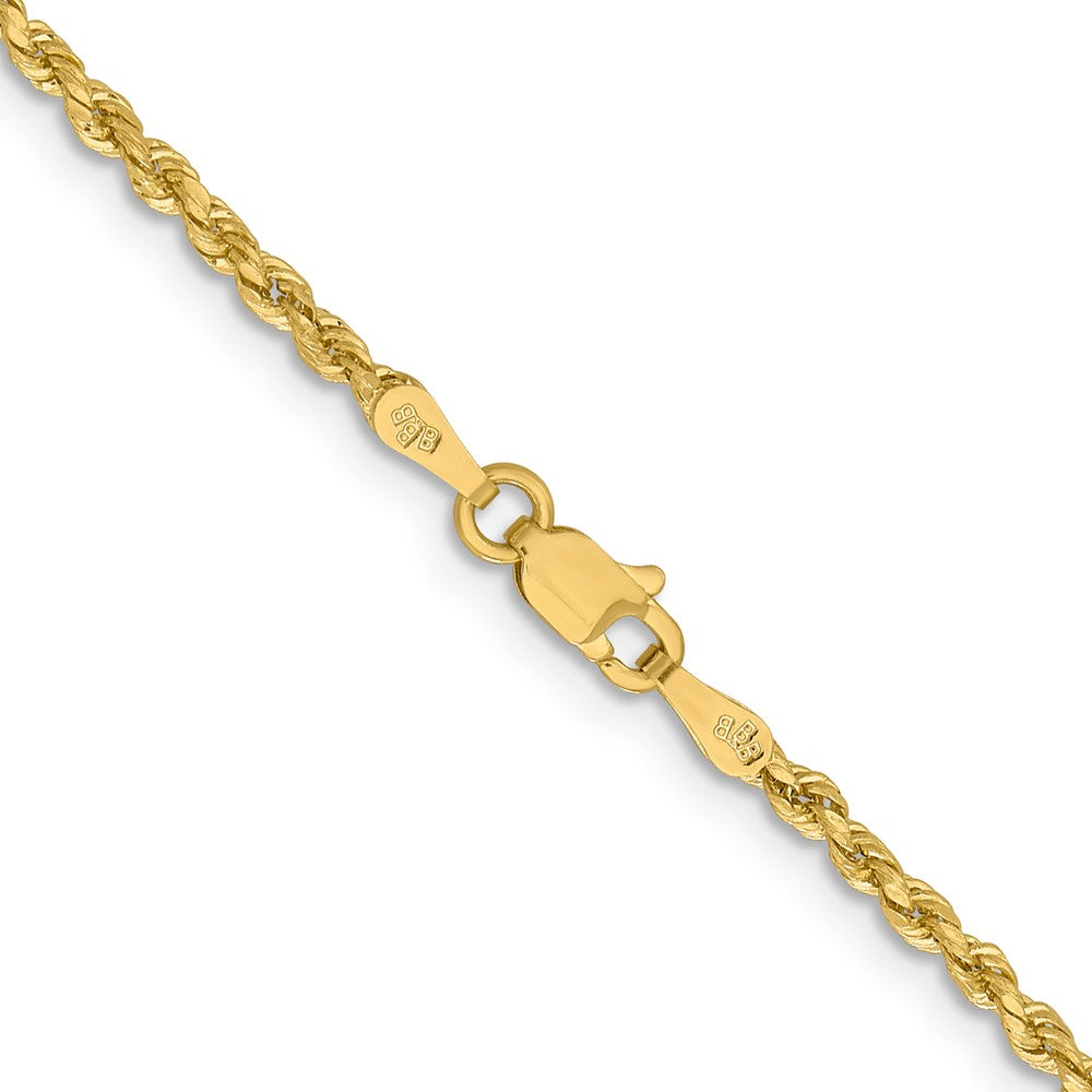 14k Yellow Gold 2mm Lightweight Diamond-Cut Rope Chain Necklace