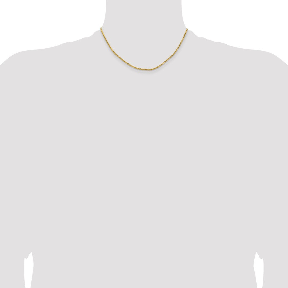 14k Yellow Gold 2mm Lightweight Diamond-Cut Rope Chain Necklace
