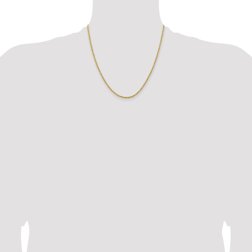 14k Yellow Gold 2mm Lightweight Diamond-Cut Rope Chain Necklace