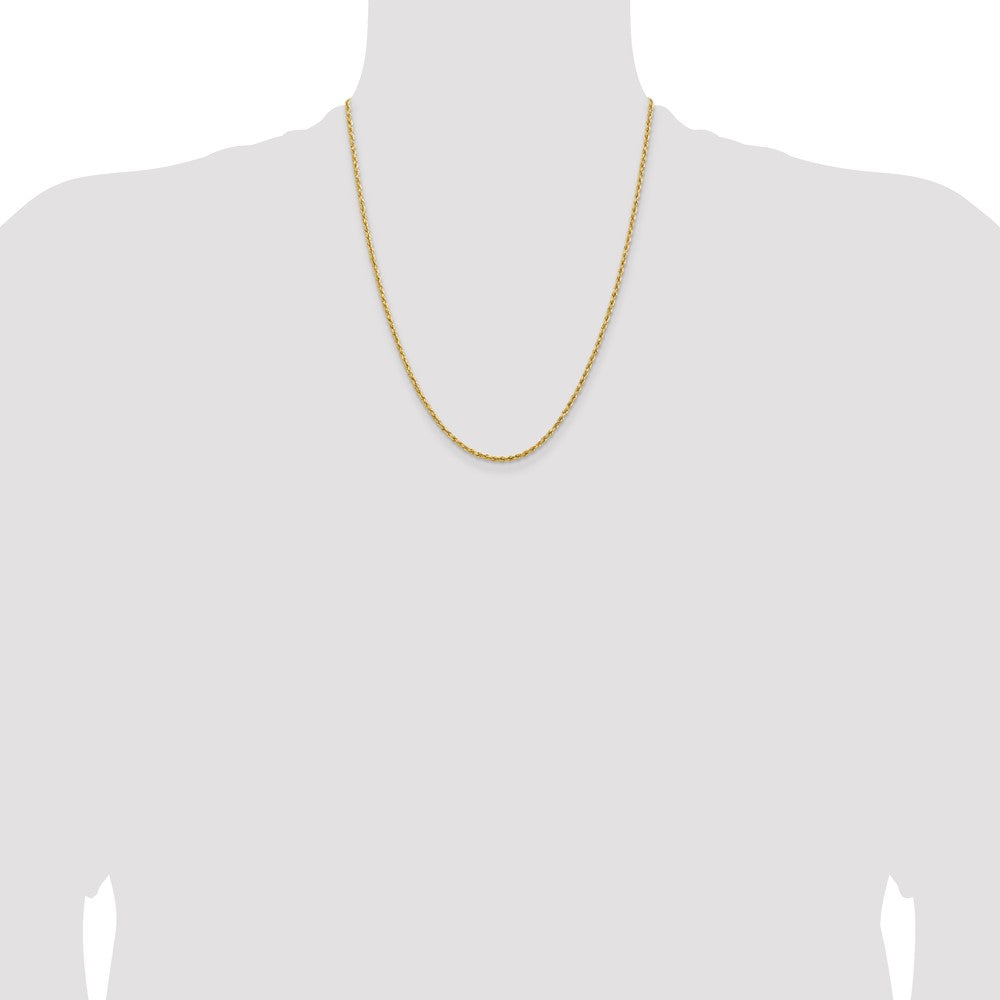 14k Yellow Gold 2mm Lightweight Diamond-Cut Rope Chain Necklace