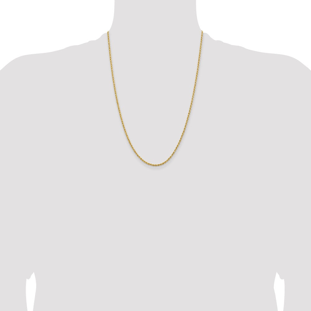14k Yellow Gold 2mm Lightweight Diamond-Cut Rope Chain Necklace