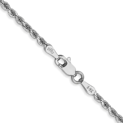 10k White Gold 2mm Diamond-cut Rope Chain Necklace