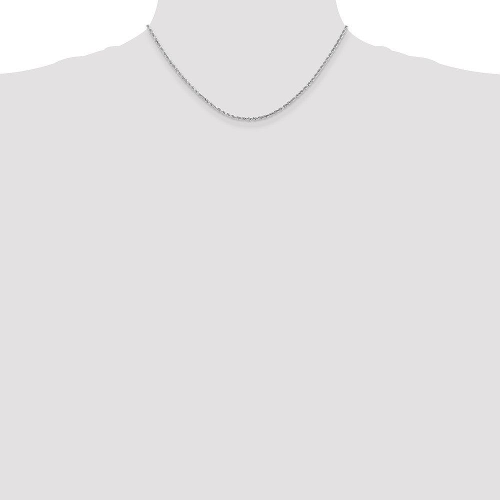 10k White Gold 2mm Diamond-cut Rope Chain Necklace
