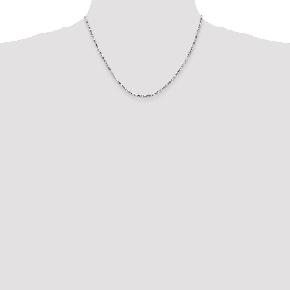 10k White Gold 2mm Diamond-cut Rope Chain Necklace