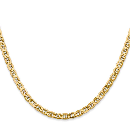 10k Yellow Gold 4mm Semi-Solid Anchor Chain Necklace