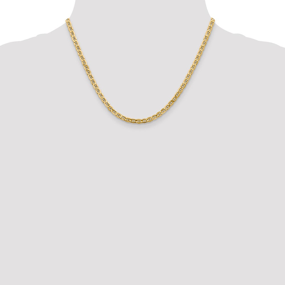 10k Yellow Gold 4mm Semi-Solid Anchor Chain Necklace