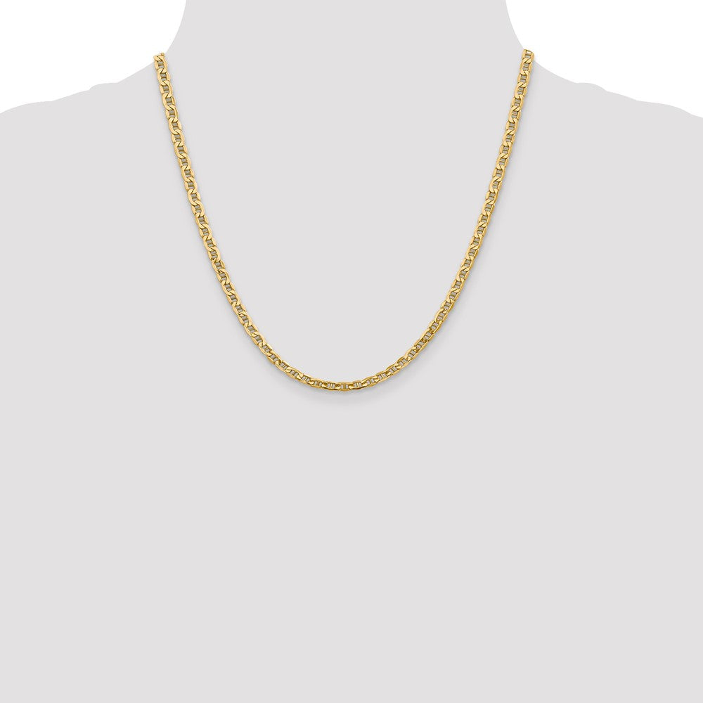 10k Yellow Gold 4mm Semi-Solid Anchor Chain Necklace