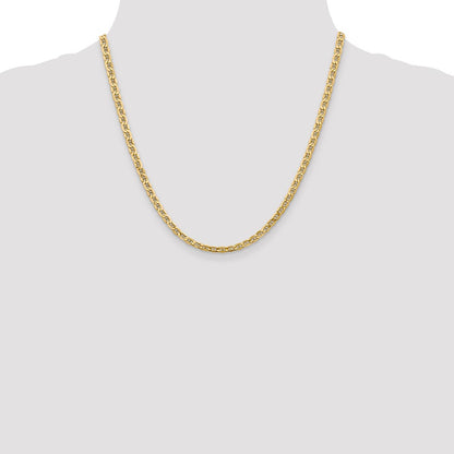 10k Yellow Gold 4mm Semi-Solid Anchor Chain Necklace