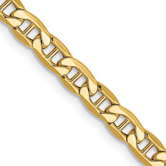 10k Yellow Gold 4mm Semi-Solid Anchor Chain Necklace
