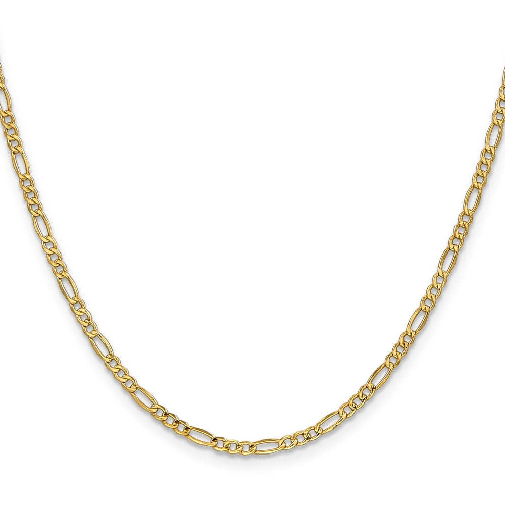 10k Yellow Gold 2.5mm Semi-Solid Figaro Chain Necklace