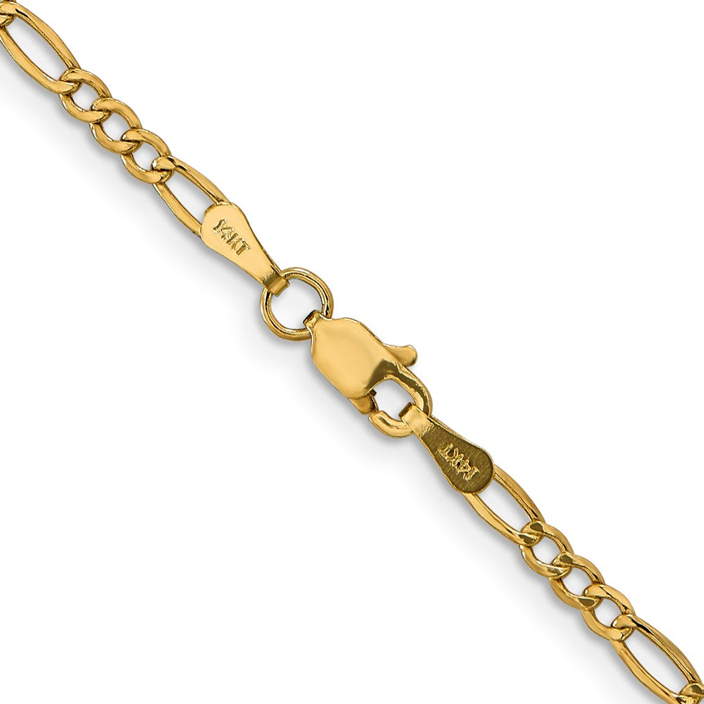 10k Yellow Gold 2.5mm Semi-Solid Figaro Chain Necklace