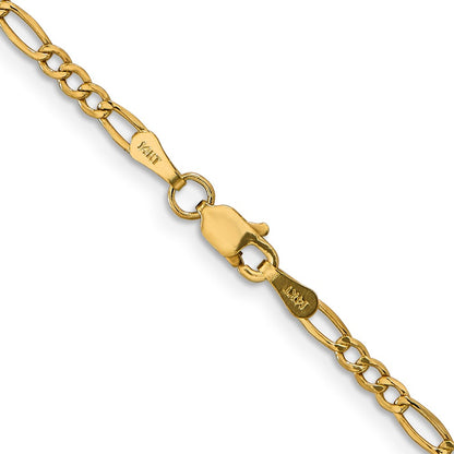 10k Yellow Gold 2.5mm Semi-Solid Figaro Chain Necklace