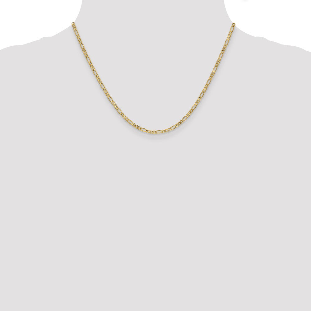 10k Yellow Gold 2.5mm Semi-Solid Figaro Chain Necklace
