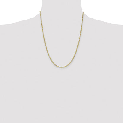 10k Yellow Gold 2.5mm Semi-Solid Figaro Chain Necklace