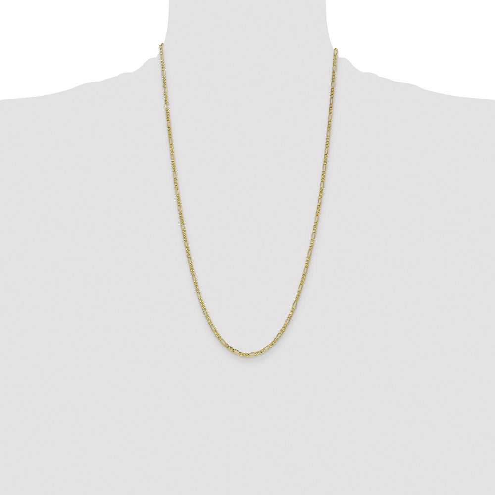 10k Yellow Gold 2.5mm Semi-Solid Figaro Chain Necklace