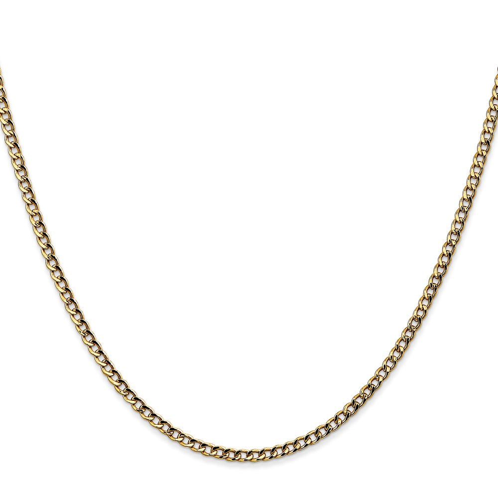 10k Yellow Gold 2.5mm Semi-Solid Curb Link Chain Necklace